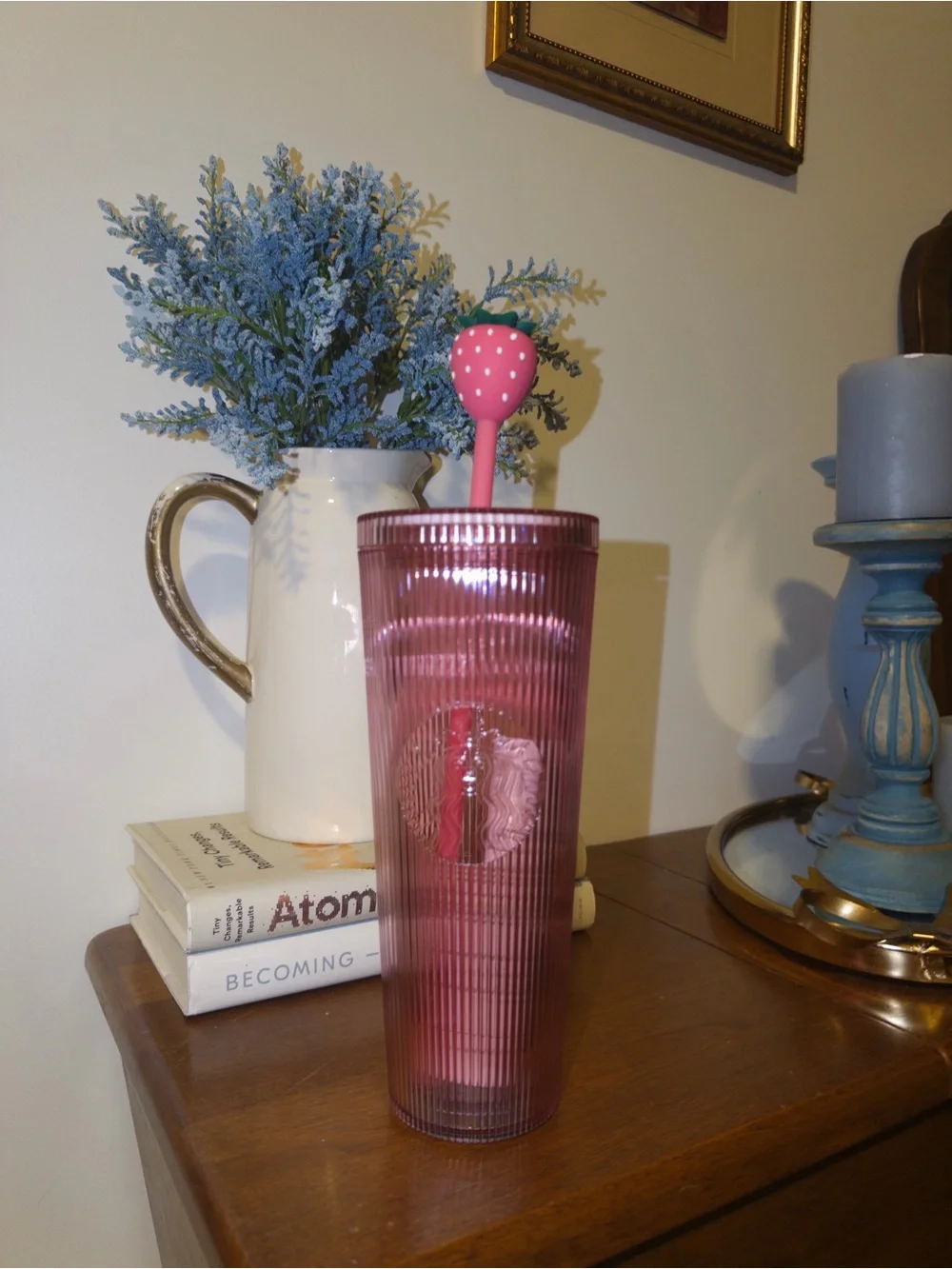 Starbucks 2026 Pink Drink Strawberry Straw Topper Cold Cup Tumbler 24oz NEW